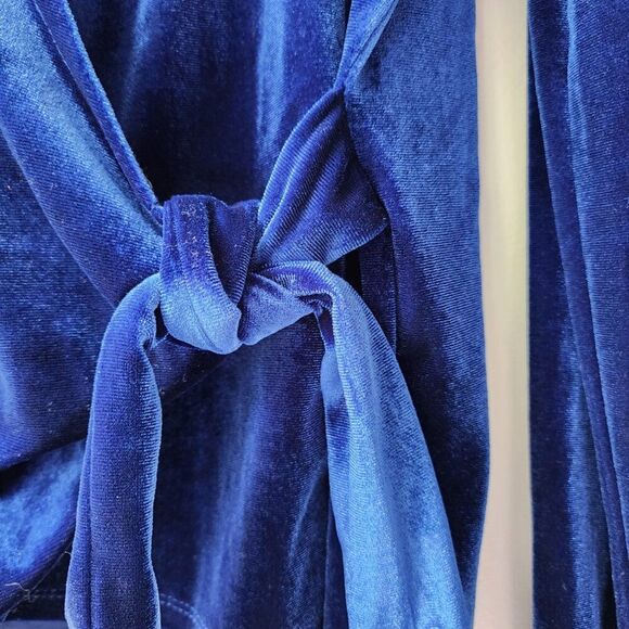 NY&CO V-Neck Velvet Top | Long Sleeve Wrap-Tie | Women's Small - Picture 8 of 10